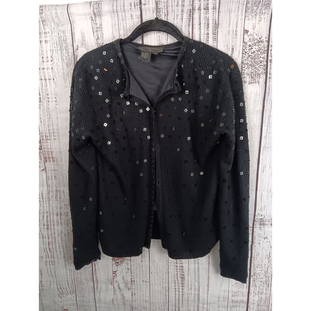Colette Mordo Cardigan Women’s Medium Black Button Up Beaded